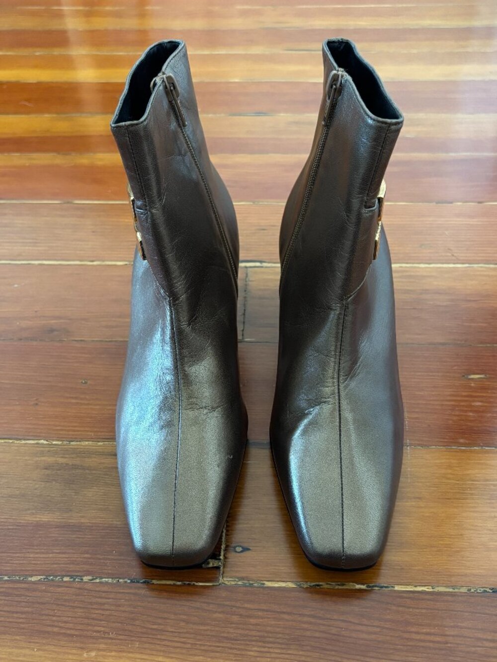 90s Vintage Indie Sleaze Mod Square Toe Ankle Boots Hardware Bellini 6.5 Narrow